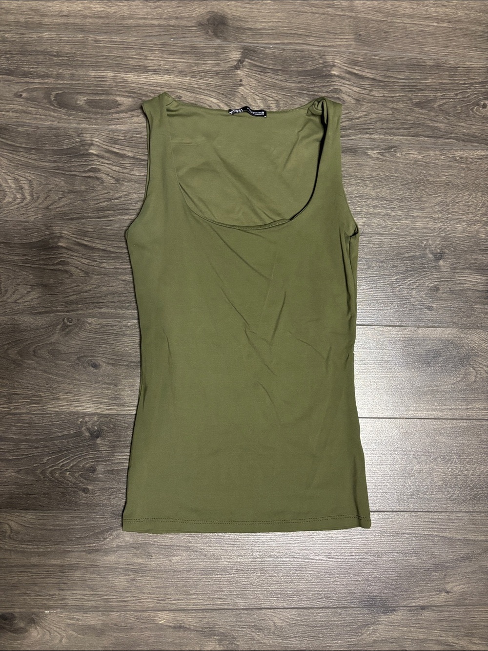 Zara Olive Scoop Neck Tank Top